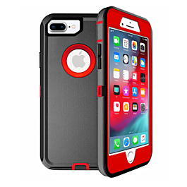 Heavy Duty Case for iPhone 8P / 7P (BLACK & RED) (Only Ground Shipping)