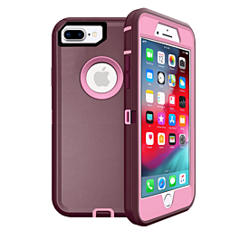 Heavy Duty Case for iPhone 8P / 7P (MAROON & PINK) (Only Ground Shipping)