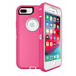 Heavy Duty Case for iPhone 8P / 7P (HOT PINK & WHITE) (Only Ground Shipping)