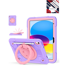 Shockproof Heavy Duty Stand Case with Pen Slot - PURPLE & PINK for iPad 10 (2022) / iPad 11 (2025) (Only Ground Shipping)