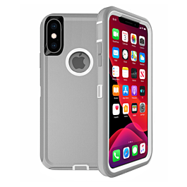 Heavy Duty Case for iPhone X / XS (GRAY & WHITE) (Only Ground Shipping)