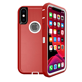 Heavy Duty Case for iPhone X / XS (RED & WHITE) (Only Ground Shipping)