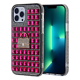 Crystal Stones Case with Five Adornment - HOT PINK for iPhone 8P / 7P (Only Ground Shipping)