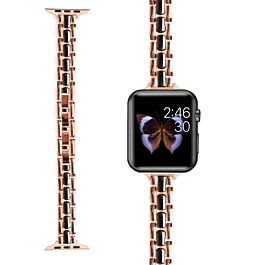 iWatch (42/44/45/49mm) Unique Bracelet Steel Band Strap - ROSE GOLD & BLACK (Only Ground Shipping)