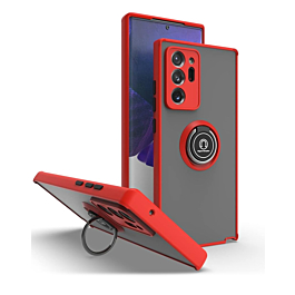 Galaxy Note 20 Hard PC Rear / Soft TPU Colorful Border Case with I-ring Holder - RED (Only Ground Shipping)