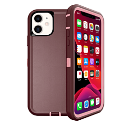 Heavy Duty Case for iPhone 12 / 12 Pro (MAROON & PINK) (Only Ground Shipping)