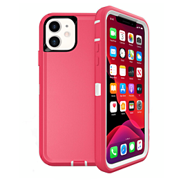 Heavy Duty Case for iPhone 12 / 12 Pro (HOT PINK & WHITE) (Only Ground Shipping)
