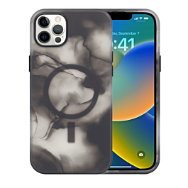 Full Ink Painting Wireless Charging Case - BLACK for iPhone 12 / 12 Pro (Only Ground Shipping)