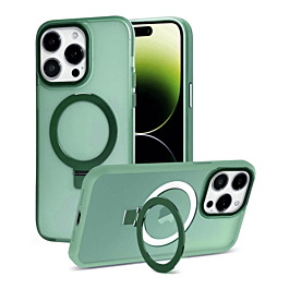 Carbon Wireless Charging Case with Ring Stand - GREEN for iPhone 12 / 12 Pro (Only Ground Shipping)