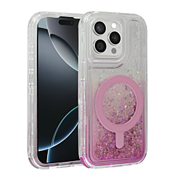 Wireless Charging Protective Glitter Liquid Bumper Case - PINK for iPhone 12 / 12 Pro (Only Ground Shipping)