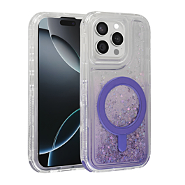 Wireless Charging Protective Glitter Liquid Bumper Case - PURPLE for iPhone 12 / 12 Pro (Only Ground Shipping)