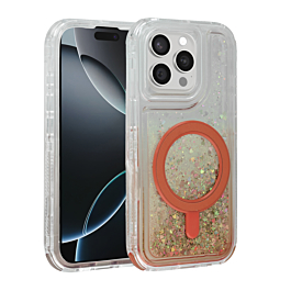 Wireless Charging Protective Glitter Liquid Bumper Case - RED for iPhone 12 / 12 Pro (Only Ground Shipping)
