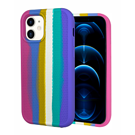 Dual Layer Serrated Case - RAINBOW PINK for iPhone 12 / 12 Pro (Only Ground Shipping)