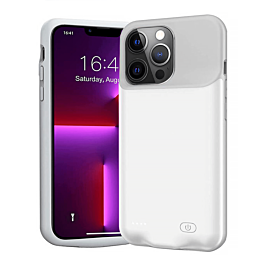 Soft Rubber Slim Charging Case (7000 mAh) for iPhone 13 Pro Max (WHITE) (Only Ground Shipping)