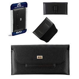 EVO 7.2" Horizontal Lychee Leather Pouch with Clip - BLACK (Only Ground Shipping)