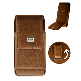 EVO 7.2" Vertical Magnetic Leather Cell Phone Belt Clip Pouch - BROWN (Only Ground Shipping)