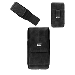 7.2inch Vertical PU Leather Universal Wallet Pouch with Belt Clip and Card Slots - BLACK (Only Ground Shipping)