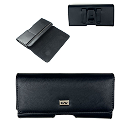EVO 6" Horizontal Leather Pouch - BLACK (Only Ground Shipping)