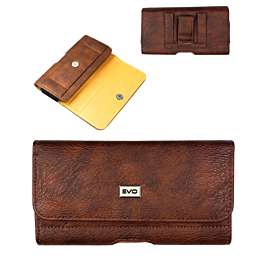 EVO 6" Horizontal Leather Pouch - BROWN (Only Ground Shipping)