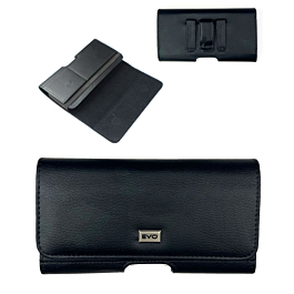 EVO 6.9" Horizontal Leather Pouch - BLACK (Only Ground Shipping)