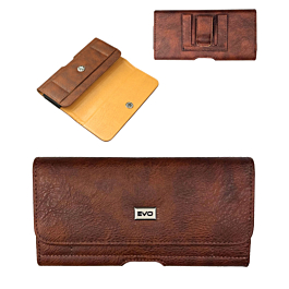 EVO 6.9" Horizontal Leather Pouch - BROWN (Only Ground Shipping)