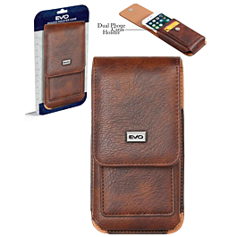 EVO 6.9" Vertical Leather Pouch - BROWN (Only Ground Shipping)