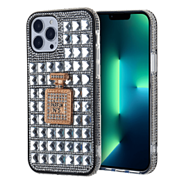 Crystal Stones Case with Perfume Adornment - CLEAR for iPhone XR (Only Ground Shipping)
