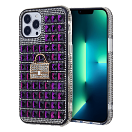 Crystal Stones Case with Five Adornment - PURPLE for iPhone XR (Only Ground Shipping)