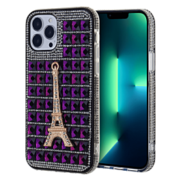 Crystal Stones Case with Paris Adornment - PURPLE for iPhone 8P / 7P (Only Ground Shipping)