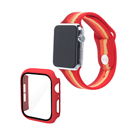 iWatch 38mm Rainbow Silicone Soft Band & Bumper Case with Tempered Glass - 7 (Only Ground Shipping)