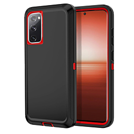 Heavy Duty Case for Galaxy S20 FE (BLACK & RED) (Only Ground Shipping)
