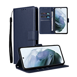 Galaxy S21 FE Leather Wallet Case with Card Slot - BLUE (Only Ground Shipping)