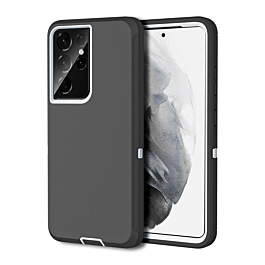 Heavy Duty Case for Galaxy S21 Ultra (BLACK & WHITE) (Only Ground Shipping)