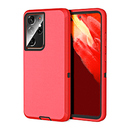 Heavy Duty Case for Galaxy S21 Ultra (RED & BLACK) (Only Ground Shipping)