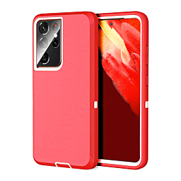 Heavy Duty Case for Galaxy S21 Ultra (RED & WHITE) (Only Ground Shipping)