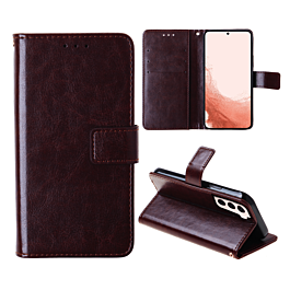 Galaxy S22 Ultra Leather Wallet Case with Card Slot - BROWN (Only Ground Shipping)