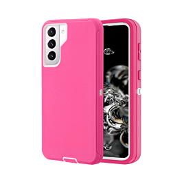 Heavy Duty Case for Galaxy S22 Plus (HOT PINK & WHITE) (Only Ground Shipping)