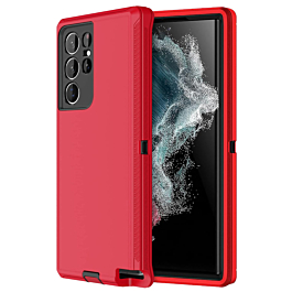 Heavy Duty Case for Galaxy S22 Ultra (RED & BLACK) (Only Ground Shipping)