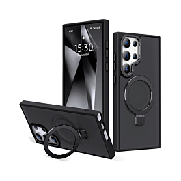 Carbon Wireless Charging Case with Ring Stand - BLACK for Galaxy S22 Ultra (Only Ground Shipping)