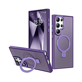 Carbon Wireless Charging Case with Ring Stand - PURPLE for Galaxy S22 Ultra (Only Ground Shipping)