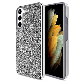 Galaxy S23 Plus Bling Diamond Crystal Dual Layer Case - SILVER (Only Ground Shipping)