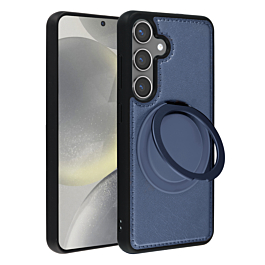 Slim Leather Case with Wireless Charging Kickstand - BLUE for Galaxy S23 (Only Ground Shipping)
