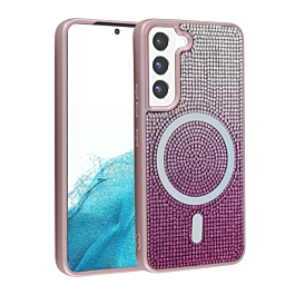 Wireless Charging Bling Diamond Crystal Case - PINK for Galaxy S23 (Only Ground Shipping)