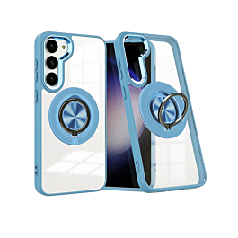 Galaxy S23 Transparent Wireless Charging Case with Ring Holder - BLUE (Only Ground Shipping)