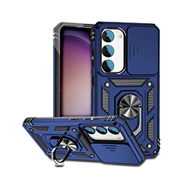 Galaxy S23 FE Dual Layers Hybrid Case with Metal Ring & Camera Protector - BLUE (Only Ground Shipping)