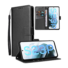 Galaxy S23 Plus Leather Wallet Case with Card Slot - BLACK (Only Ground Shipping)