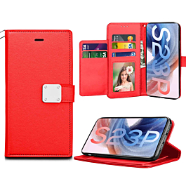 Galaxy S23 Plus Elegant Leather Wallet Case - RED (Only Ground Shipping)
