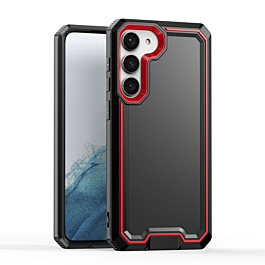 Slim Non-Slip Transparent Matte Case - BLACK & RED for Galaxy S23 Plus (Only Ground Shipping)