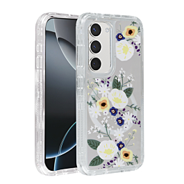 Flower Design Transparent Case with Wireless Charger - Style 3 for Galaxy S23 Plus (Only Ground Shipping)