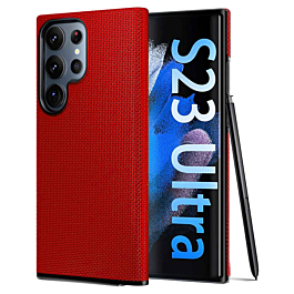 Galaxy S23 Ultra Shock Absorption Protective Dual Layer Case - RED (Only Ground Shipping)